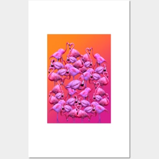 Morning with flamingos Posters and Art